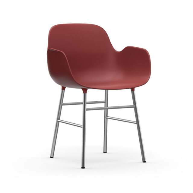 Normann Copenhagen Form Armchair - Red - Chrome Legs Shell Colour: Red, Leg Colour: Chrome - image 1