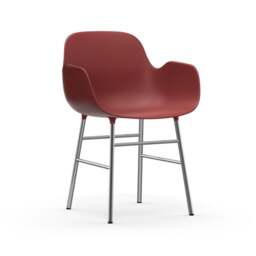 Normann Copenhagen Form Armchair - Red - Chrome Legs Shell Colour: Red, Leg Colour: Chrome - thumbnail 1