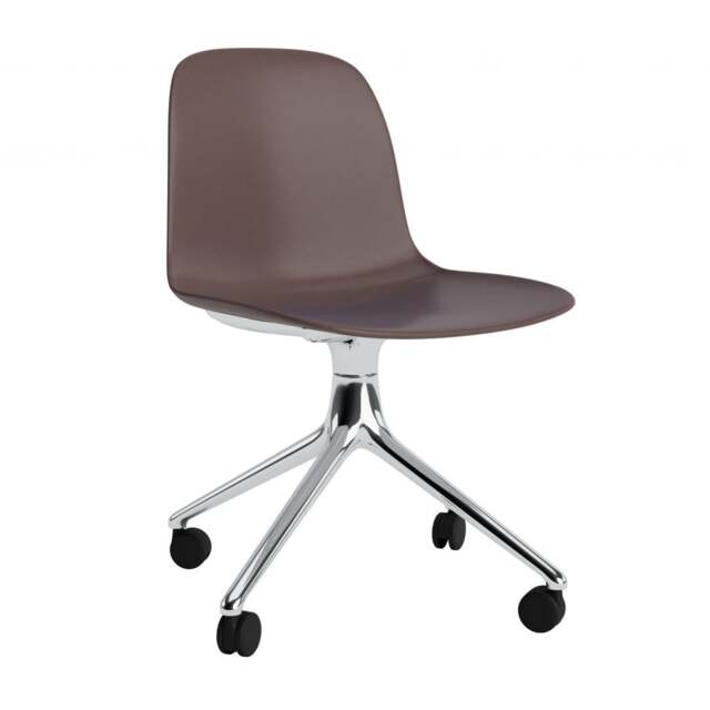 Normann Copenhagen Form Chair Swivel - 4 Wheel - Brown - Aluminium Legs Shell Colour: Brown, Leg Colour: Aluminium - image 1