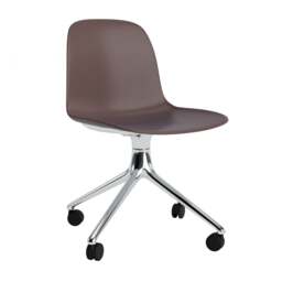 Normann Copenhagen Form Chair Swivel - 4 Wheel - Brown - Aluminium Legs Shell Colour: Brown, Leg Colour: Aluminium