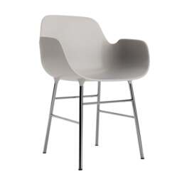 Normann Copenhagen Form Armchair - Warm Grey - Chrome Legs Shell Colour: Warm Grey, Leg Colour: Chrome
