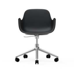 Normann Copenhagen Form Armchair Swivel - 5 Wheel - Gas Lift - Black - Aluminium Legs Shell Colour: Black, Leg Colour: Aluminium - thumbnail 2