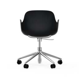 Normann Copenhagen Form Armchair Swivel - 5 Wheel - Gas Lift - Black - Aluminium Legs Shell Colour: Black, Leg Colour: Aluminium - thumbnail 4