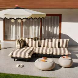 Fatboy Paletti Outdoor Set & Anthracite Table - Medium Colour: Stripe Cacao (Left) - thumbnail 2