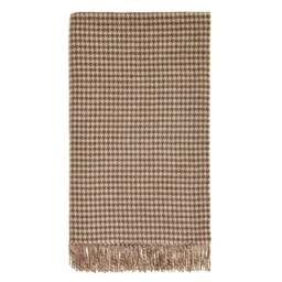 Bronte By Moon Merino Lambswool Houndstooth Throw - Khaki &amp Blush