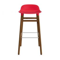 Normann Copenhagen Form Barstool - Wood - 75cm - Bright Red - Walnut Legs Shell Colour: Bright Red, Leg Colour: Walnut - thumbnail 2