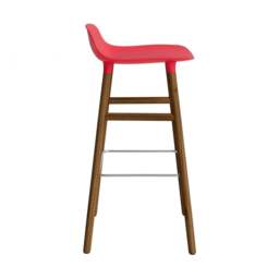 Normann Copenhagen Form Barstool - Wood - 75cm - Bright Red - Walnut Legs Shell Colour: Bright Red, Leg Colour: Walnut - thumbnail 3