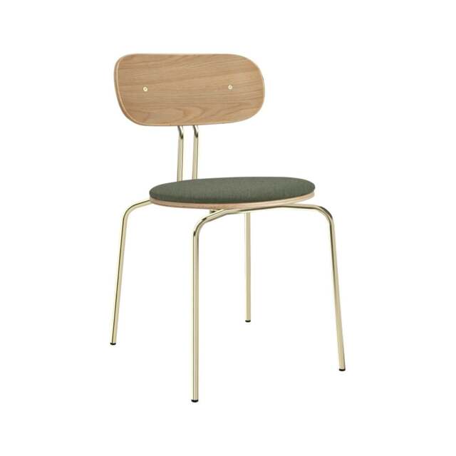 Umage Curious Dining Chair - Oak - Brass Legs - Morning Meadows Cushion Leg Colour: Brass Legs, Colour: Morning Meadows - image 1