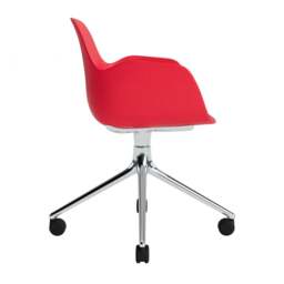 Normann Copenhagen Form Armchair Swivel - 4 Wheel - Bright Red - Aluminium Legs Shell Colour: Bright Red, Leg Colour: Aluminium - thumbnail 3