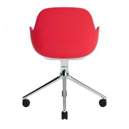 Normann Copenhagen Form Armchair Swivel - 4 Wheel - Bright Red - Aluminium Legs Shell Colour: Bright Red, Leg Colour: Aluminium - thumbnail 4