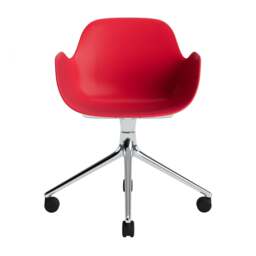 Normann Copenhagen Form Armchair Swivel - 4 Wheel - Bright Red - Aluminium Legs Shell Colour: Bright Red, Leg Colour: Aluminium - thumbnail 2
