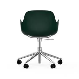 Normann Copenhagen Form Armchair Swivel - 5 Wheel - Gas Lift - Green - Aluminium Legs Shell Colour: Green, Leg Colour: Aluminium - thumbnail 4