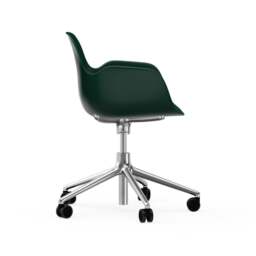 Normann Copenhagen Form Armchair Swivel - 5 Wheel - Gas Lift - Green - Aluminium Legs Shell Colour: Green, Leg Colour: Aluminium - thumbnail 3
