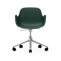 Normann Copenhagen Form Armchair Swivel - 5 Wheel - Gas Lift - Green - Aluminium Legs Shell Colour: Green, Leg Colour: Aluminium - thumbnail 2