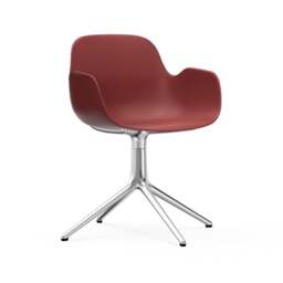 Normann Copenhagen Form Armchair Swivel - 4 Leg - Red - Aluminium Legs Shell Colour: Red, Leg Colour: Aluminium