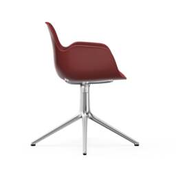 Normann Copenhagen Form Armchair Swivel - 4 Leg - Red - Aluminium Legs Shell Colour: Red, Leg Colour: Aluminium - thumbnail 3