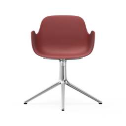 Normann Copenhagen Form Armchair Swivel - 4 Leg - Red - Aluminium Legs Shell Colour: Red, Leg Colour: Aluminium - thumbnail 2