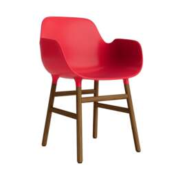 Normann Copenhagen Form Armchair - Bright Red - Walnut Legs Shell Colour: Bright Red, Leg Colour: Walnut - thumbnail 1