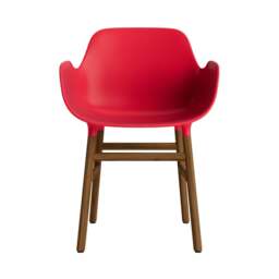 Normann Copenhagen Form Armchair - Bright Red - Walnut Legs Shell Colour: Bright Red, Leg Colour: Walnut - thumbnail 2