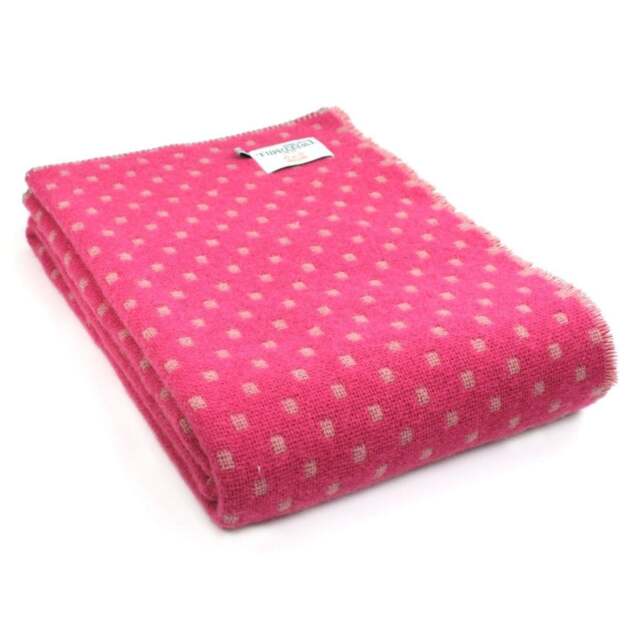 Tweedmill Textiles Pure New Wool Pink Dot Throw - 200 x 140 cm - image 1