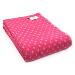Tweedmill Textiles Pure New Wool Pink Dot Throw - 200 x 140 cm - thumbnail 1