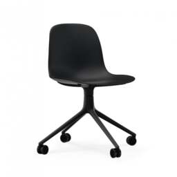 Normann Copenhagen Form Chair Swivel - 4 Wheel - Black - Black Legs Shell Colour: Black, Leg Colour: Black