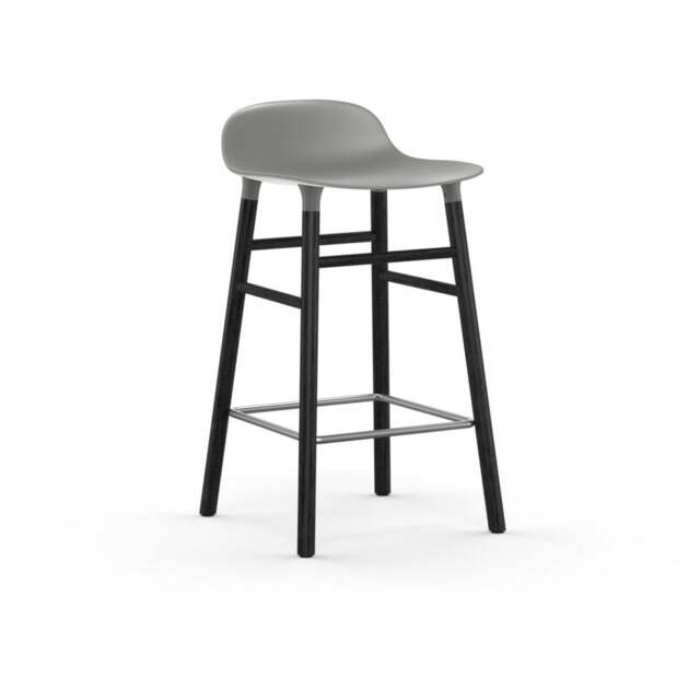 Normann Copenhagen Form Barstool - Wood - 65cm - Grey - Black Oak Legs Shell Colour: Grey, Leg Colour: Black Oak - image 1