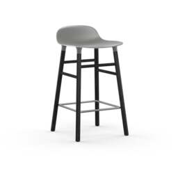Normann Copenhagen Form Barstool - Wood - 65cm - Grey - Black Oak Legs Shell Colour: Grey, Leg Colour: Black Oak
