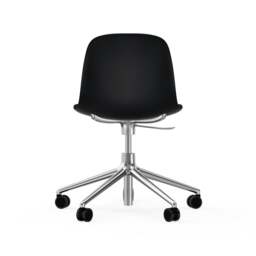 Normann Copenhagen Form Chair Swivel - 5 Wheel - Gas Lift - Black - Aluminium Legs Shell Colour: Black, Leg Colour: Aluminium - thumbnail 4