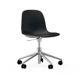 Normann Copenhagen Form Chair Swivel - 5 Wheel - Gas Lift - Black - Aluminium Legs Shell Colour: Black, Leg Colour: Aluminium