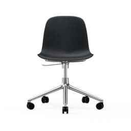 Normann Copenhagen Form Chair Swivel - 5 Wheel - Gas Lift - Black - Aluminium Legs Shell Colour: Black, Leg Colour: Aluminium - thumbnail 2