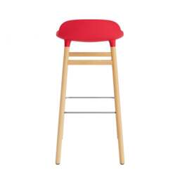 Normann Copenhagen Form Barstool - Wood - 75cm - Bright Red - Oak Legs Shell Colour: Bright Red, Leg Colour: Oak - thumbnail 4