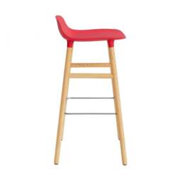 Normann Copenhagen Form Barstool - Wood - 75cm - Bright Red - Oak Legs Shell Colour: Bright Red, Leg Colour: Oak - thumbnail 3