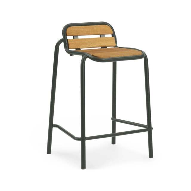 Normann Copenhagen Vig Outdoor Bar Stool - Robina Wood/Dark Green Steel - 65cm