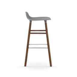 Normann Copenhagen Form Barstool - Wood - 75cm - Grey - Walnut Legs Shell Colour: Grey, Leg Colour: Walnut - thumbnail 3