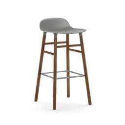 Normann Copenhagen Form Barstool - Wood - 75cm - Grey - Walnut Legs Shell Colour: Grey, Leg Colour: Walnut - thumbnail 1