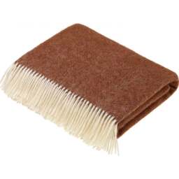 Bronte By Moon Pure Wool Herringbone Throw - Brick