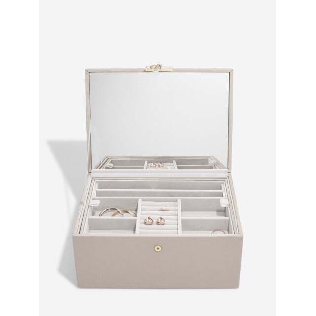 Stackers Luxury Classic Faux Leather Jewellery Box - Taupe Colour: Taupe - image 1