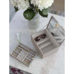 Stackers Luxury Classic Faux Leather Jewellery Box - Taupe Colour: Taupe - thumbnail 6