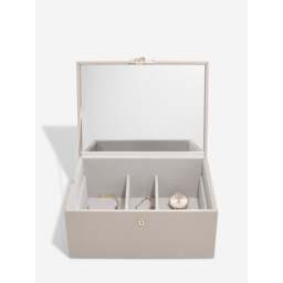 Stackers Luxury Classic Faux Leather Jewellery Box - Taupe Colour: Taupe - thumbnail 2