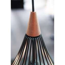 Halo Design Drops Metal Wire Pendant Light - Black/Dark Wood - O 17cm Size: O 17cm - thumbnail 2