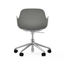 Normann Copenhagen Form Armchair Swivel - 5 Wheel - Gas Lift - Grey - Aluminium Legs Shell Colour: Grey, Leg Colour: Aluminium - thumbnail 4