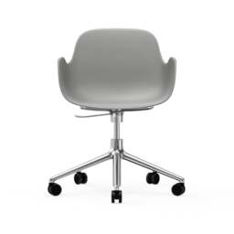 Normann Copenhagen Form Armchair Swivel - 5 Wheel - Gas Lift - Grey - Aluminium Legs Shell Colour: Grey, Leg Colour: Aluminium - thumbnail 2