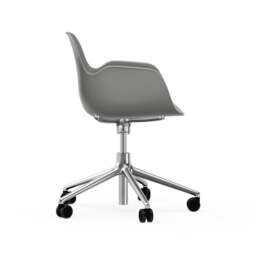 Normann Copenhagen Form Armchair Swivel - 5 Wheel - Gas Lift - Grey - Aluminium Legs Shell Colour: Grey, Leg Colour: Aluminium - thumbnail 3