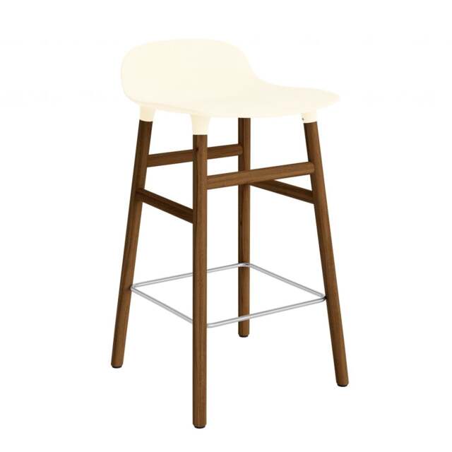 Normann Copenhagen Form Barstool - Wood - 65cm - Cream - Walnut Legs Shell Colour: Cream, Leg Colour: Walnut - image 1
