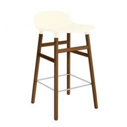 Normann Copenhagen Form Barstool - Wood - 65cm - Cream - Walnut Legs Shell Colour: Cream, Leg Colour: Walnut - thumbnail 1