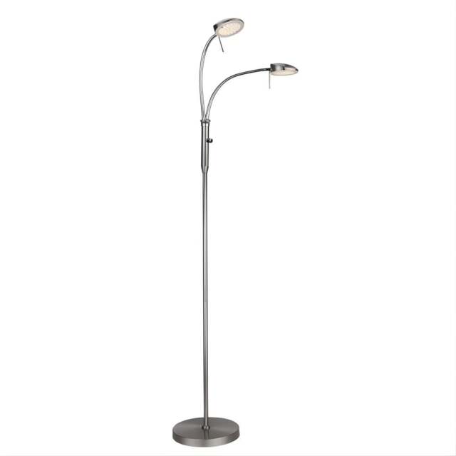 Halo Design Vegas Floor Lamp - H 140cm - 2 Arm - Brushed Steel Colour: Brushed Steel