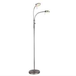 Halo Design Vegas Floor Lamp - H 140cm - 2 Arm - Brushed Steel Colour: Brushed Steel