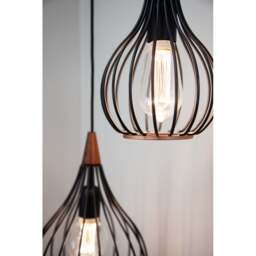 Halo Design Drops Metal Wire Pendant Light - Black/Dark Wood - O 30cm Size: O 30cm - thumbnail 2