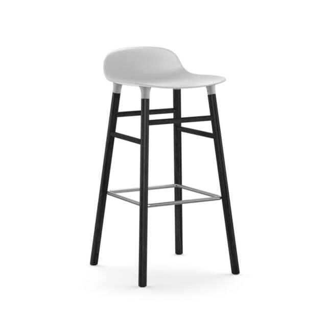 Normann Copenhagen Form Barstool - Wood - 75cm - White - Black Oak Legs Shell Colour: White, Leg Colour: Black Oak - image 1